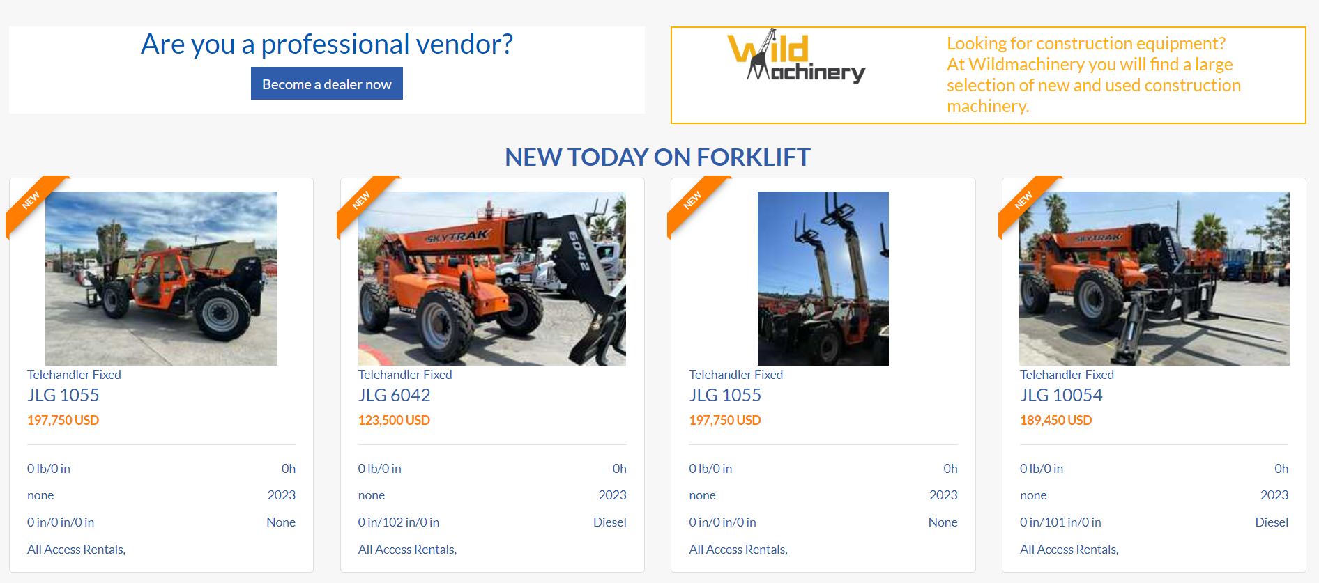 CRM system for selling and renting industrial vehicles and equipment