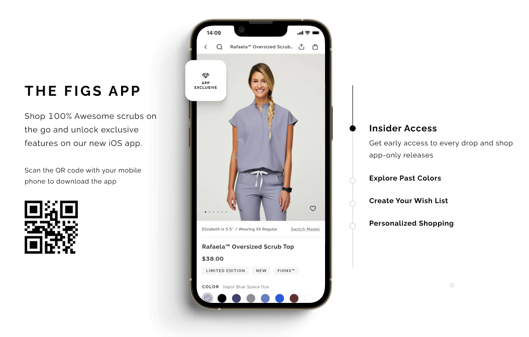 FIGS Scrubs shopping platform for medical professionals