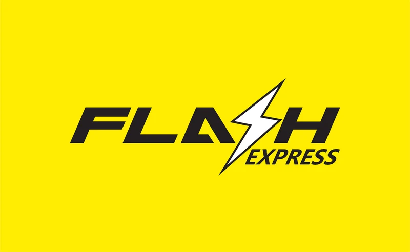Flash Express' logo in yellow, with lightning bolt